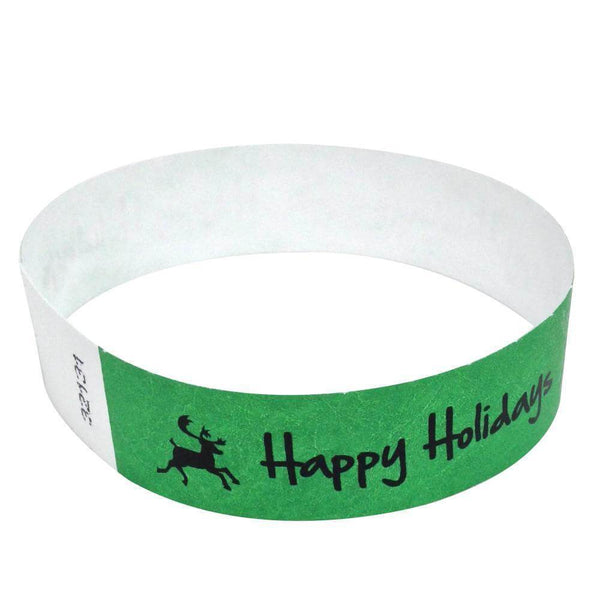 Event Wristbands Tyvek Stock - Holiday 3/4" Tyvek Wristbands Pre-Printed Holiday/Christmas Bands