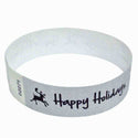 Event Wristbands Tyvek Stock - Holiday Happy Holidays Deer / Silver / 100 3/4" Tyvek Wristbands Pre-Printed Holiday/Christmas Bands