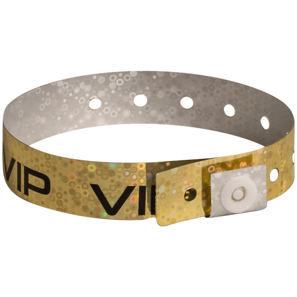 Event Wristbands Holographic Plastic 100 / Gold 3/4" Holographic Plastic Wristbands - VIP Design