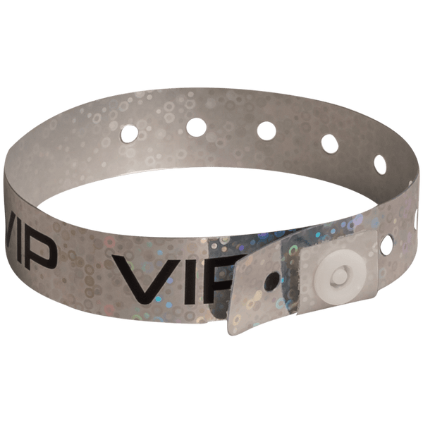 Event Wristbands Holographic Plastic 100 / Silver 3/4" Holographic Plastic Wristbands - VIP Design