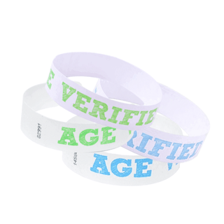 Event Wristbands Tyvek Stock - Age Verified 3/4" Tyvek Wristbands Pre-Printed Age-Verified