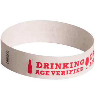 Event Wristbands Tyvek Stock - Age Verified Drinking Age-Verified / Red / 100 Drinking Age-Verified Wristbands