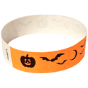 Event Wristbands Tyvek Stock - Holiday Bats / Neon Orange / 100 3/4" Tyvek Wristbands Pre-Printed Halloween