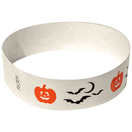 Event Wristbands Tyvek Stock - Holiday Bats / White / 100 3/4" Tyvek Wristbands Pre-Printed Halloween