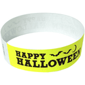 Event Wristbands Tyvek Stock - Holiday Happy Halloween / Neon Yellow / 100 3/4" Tyvek Wristbands Pre-Printed Halloween