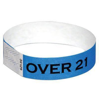 Event Wristbands Tyvek Stock - Over 21 100 / Over 21 / Bright Blue 3/4