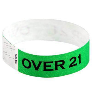Event Wristbands Tyvek Stock - Over 21 100 / Over 21 / Neon Green 3/4
