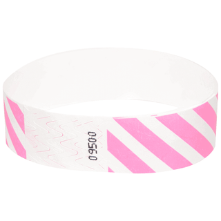 Event Wristbands Tyvek Stock - Pre-Printed Diagonal / Neon Pink / 100 3/4" Tyvek Wristbands Pre-Printed Designs