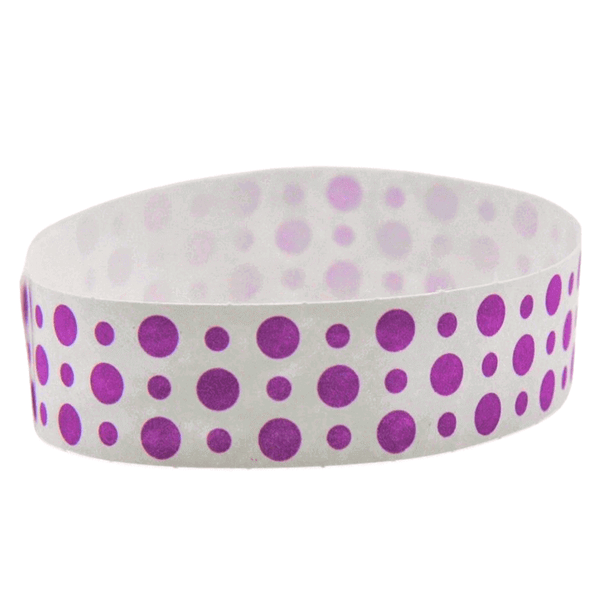 Event Wristbands Tyvek Stock - Pre-Printed Dots / Purple / 100 3/4