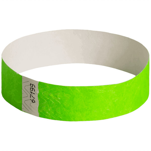 Event Wristbands Tyvek Stock - Solid 100 / Neon Green Color Paper Event Wristbands