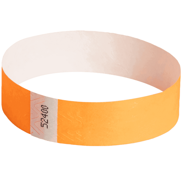 Event Wristbands Tyvek Stock - Solid 100 / Neon Orange Color Paper Event Wristbands