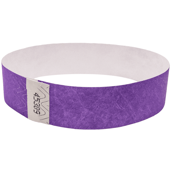 Event Wristbands Tyvek Stock - Solid 100 / Purple Color Paper Event Wristbands