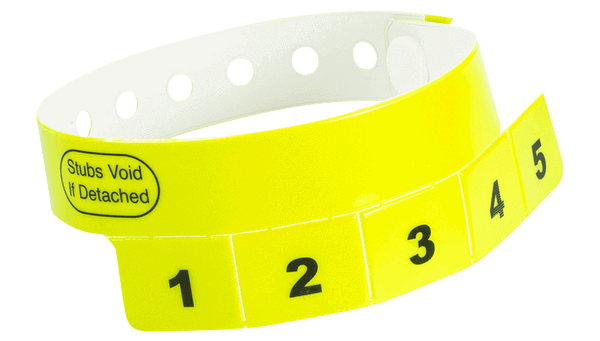 Event Wristbands Vinyl Tear-Off Tab 5 Tab / Neon Yellow / 500 Tear-Off Tab Wristbands