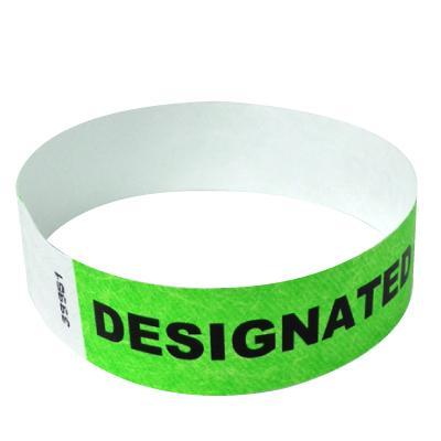 Event Wristbands Tyvek Stock - Designated Driver 100 / Designated Driver / Neon Green 3/4" Tyvek Wristbands Pre-Printed Designated Driver