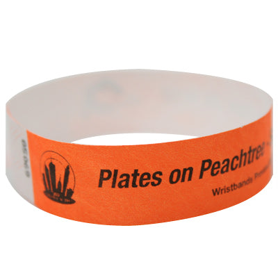 bright orange tyvek wristbands for plates on peachtree