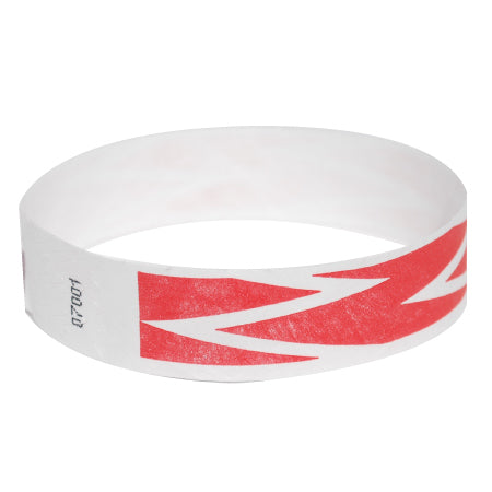 white and red zig zag security wristband