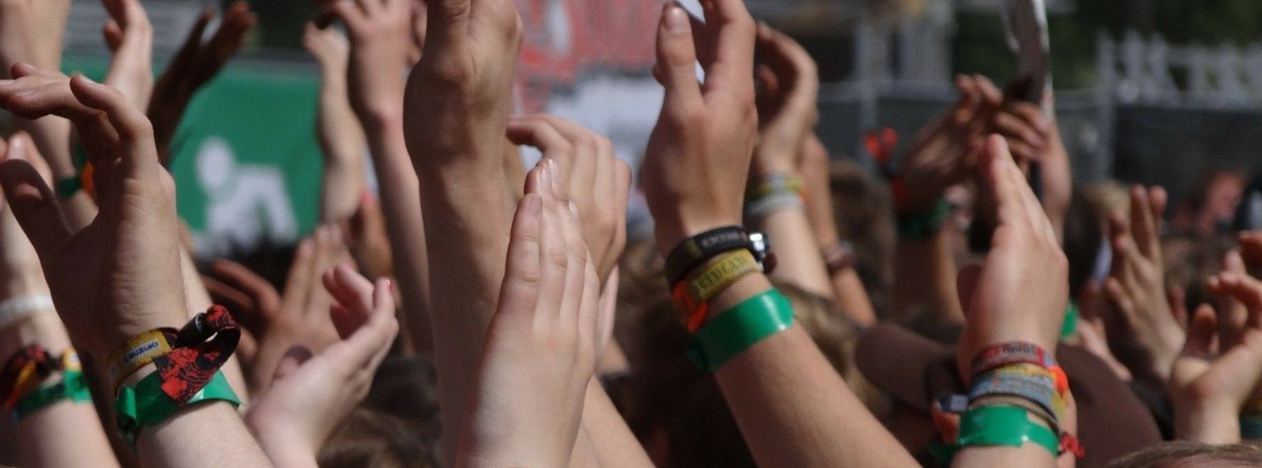 Event Wristbands in Tyvek, Plastic & Cloth on Concert Attendees