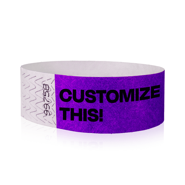 Event Wristbands Custom Tyvek Wristbands 1" Tyvek Custom Wristbands - Customizable - No Imprint Fee - Black Imprint Only