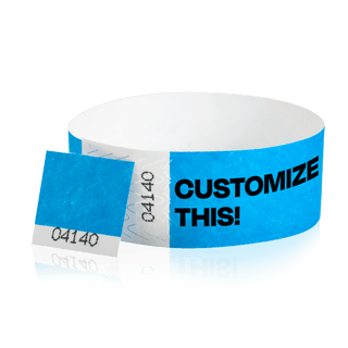 Event Wristbands Custom Tyvek Wristbands 500 / Neon Blue Custom 1" Tyvek Event Wristbands With Detachable Stub - Black Imprint Only