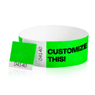 Event Wristbands Custom Tyvek Wristbands 500 / Neon Green Custom 1" Tyvek Event Wristbands With Detachable Stub - Black Imprint Only