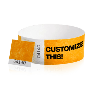 Event Wristbands Custom Tyvek Wristbands 500 / Neon Orange Custom 1" Tyvek Event Wristbands With Detachable Stub - Black Imprint Only