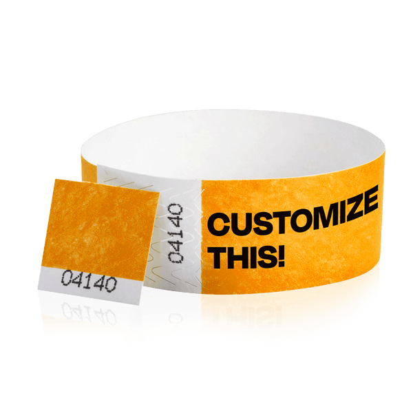 Event Wristbands Custom Tyvek Wristbands 500 / Neon Orange Custom 1" Tyvek Event Wristbands With Detachable Stub - Black Imprint Only