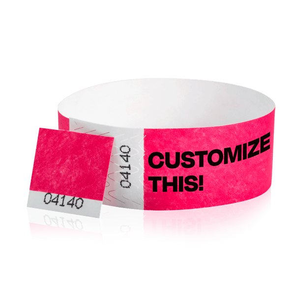 Event Wristbands Custom Tyvek Wristbands 500 / Neon Pink Custom 1" Tyvek Event Wristbands With Detachable Stub - Black Imprint Only