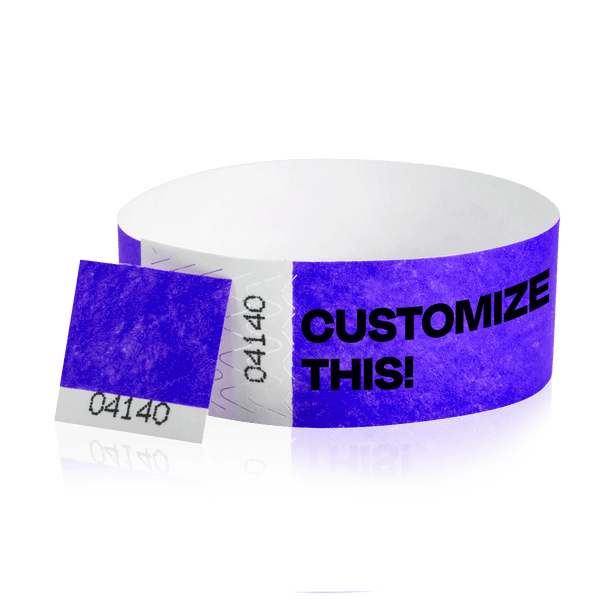 Event Wristbands Custom Tyvek Wristbands 500 / Purple Custom 1" Tyvek Event Wristbands With Detachable Stub - Black Imprint Only