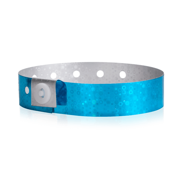 Event Wristbands Holographic Plastic 100 / Neon Blue 3/4" Holographic Plastic Wristbands - Solid Colors