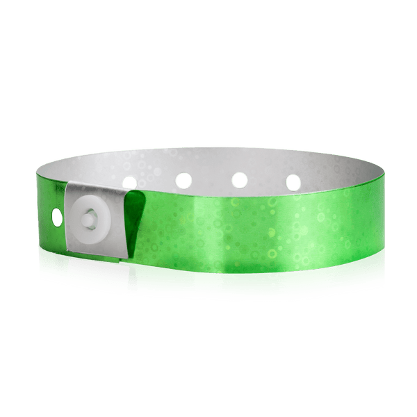 Event Wristbands Holographic Plastic 100 / Neon Green 3/4" Holographic Plastic Wristbands - Solid Colors