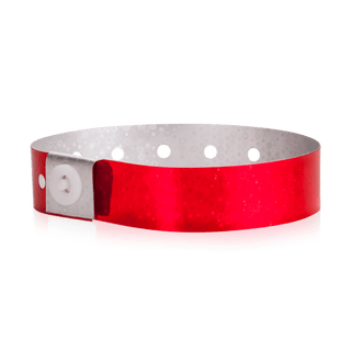 Event Wristbands Holographic Plastic 100 / Neon Red 3/4" Holographic Plastic Wristbands - Solid Colors