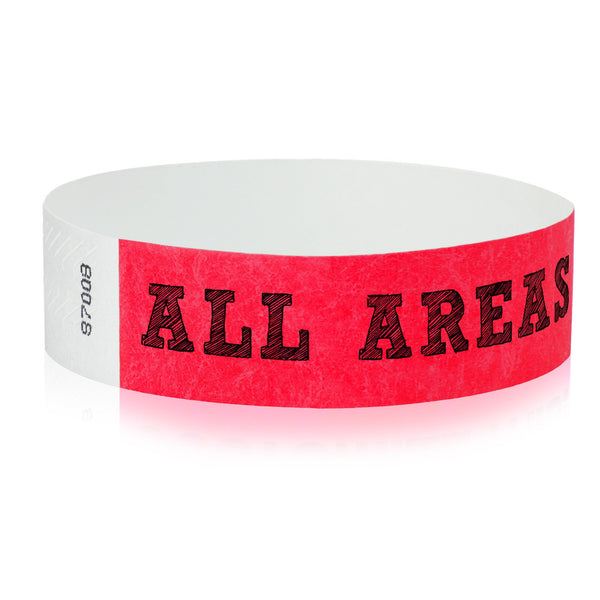 Event Wristbands Holographic Plastic Access All Areas / Neon Red / 100 Security Access Wristbands