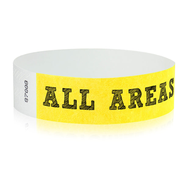 Event Wristbands Holographic Plastic Access All Areas / Neon Yellow / 100 Security Access Wristbands