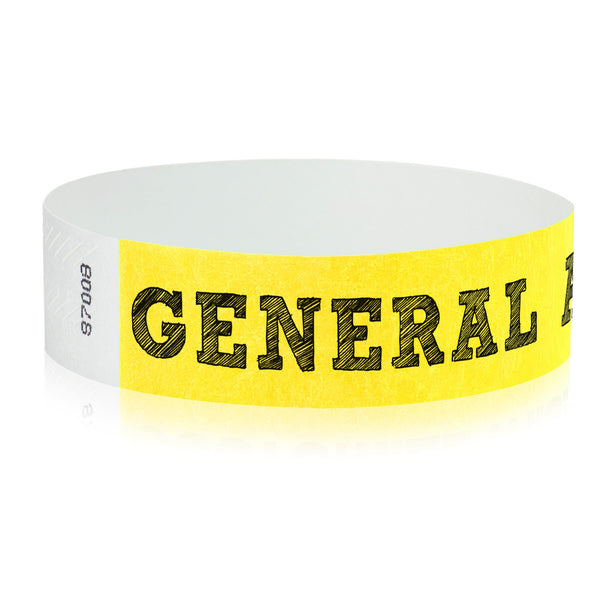 Event Wristbands Holographic Plastic General Admission / Neon Yellow / 100 Security Access Wristbands