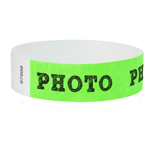 Event Wristbands Holographic Plastic Photo / Neon Green / 100 Security Access Wristbands