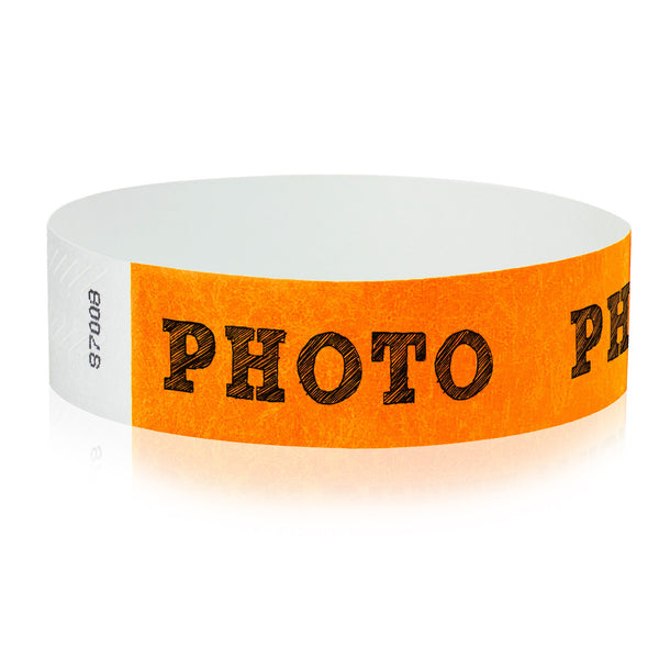Event Wristbands Holographic Plastic Photo / Neon Orange / 100 Security Access Wristbands