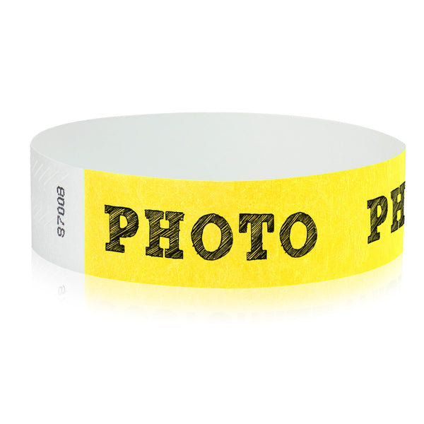 Event Wristbands Holographic Plastic Photo / Neon Yellow / 100 Security Access Wristbands