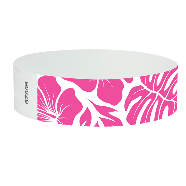 Event Wristbands Tyvek Stock - Holiday 500 / Limited Series / Pink Flowers Tyvek® Limited Series Wristbands