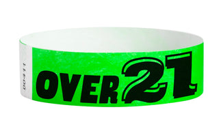Event Wristbands Tyvek Stock - Over 21 3/4" Tyvek Wristbands Pre-Printed Over 21