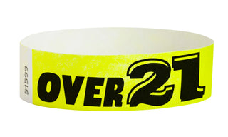 Event Wristbands Tyvek Stock - Over 21 3/4" Tyvek Wristbands Pre-Printed Over 21