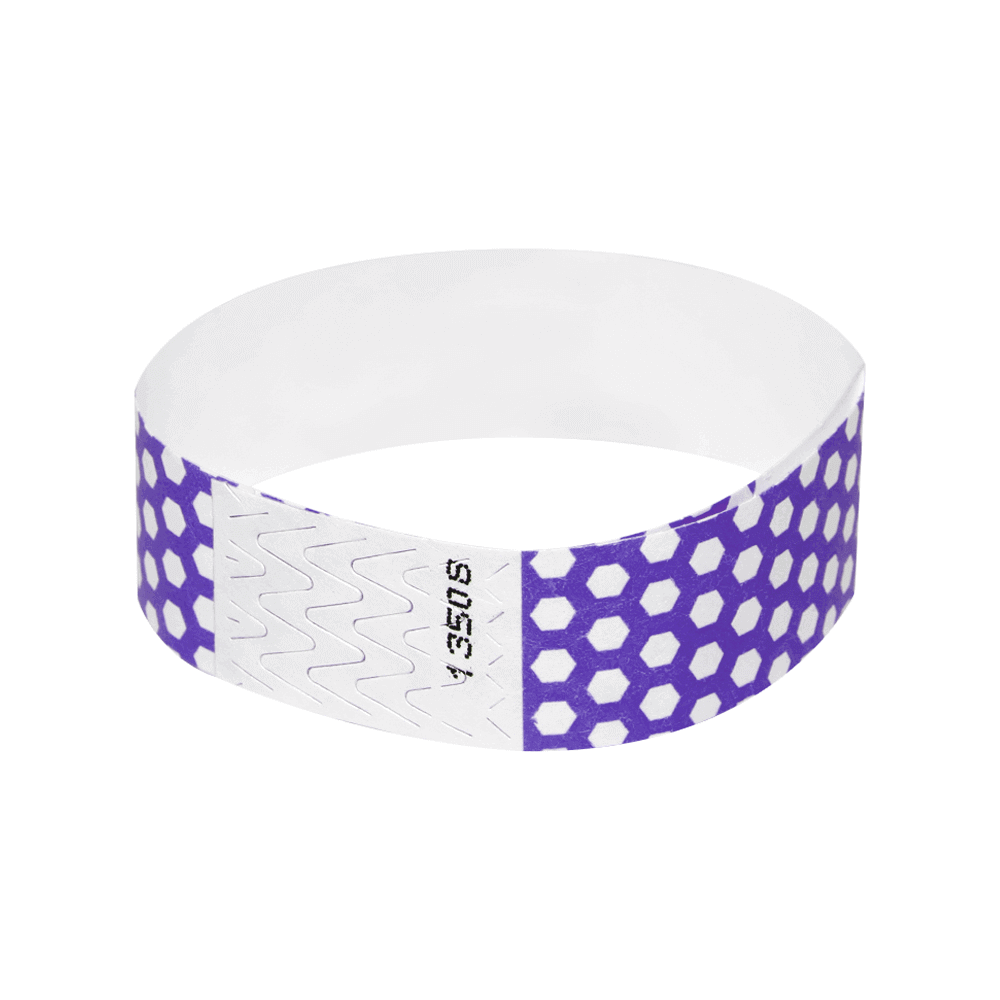 Event Wristbands Tyvek Stock - Pre-Printed Honey Comb / Purple / 100 3/4