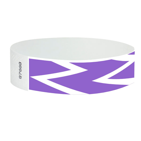 Event Wristbands Tyvek Stock - Pre-Printed Zig Zag / Purple / 100 3/4" Tyvek Wristbands Pre-Printed Designs