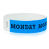 Event Wristbands Tyvek Stock - PrePrinted Monday / Neon Blue / 100 Pre-Printed Days of the Week Wristbands