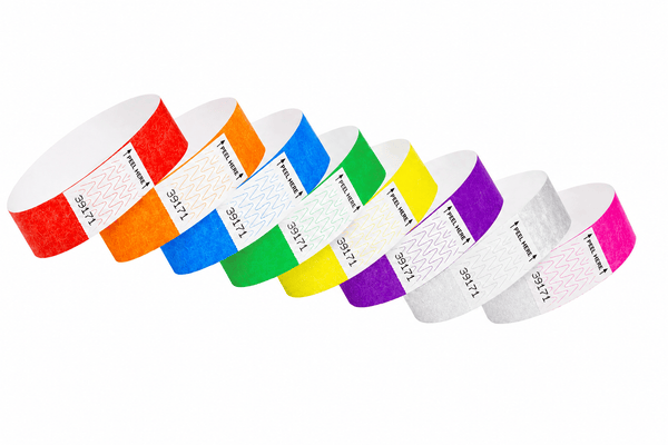Event Wristbands Tyvek Stock Tab Free 1" Tab Free  Tyvek Wristbands - Solid Colors