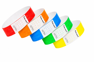 Event Wristbands Tyvek Stock Tab Free 3/4" Tab Free  Tyvek Wristbands - Solid Colors