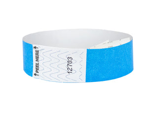 Event Wristbands Tyvek Stock Tab Free Bright Blue / 100 3/4" Tab Free  Tyvek Wristbands - Solid Colors