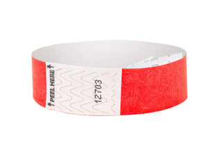 Event Wristbands Tyvek Stock Tab Free Bright Red / 100 3/4" Tab Free  Tyvek Wristbands - Solid Colors