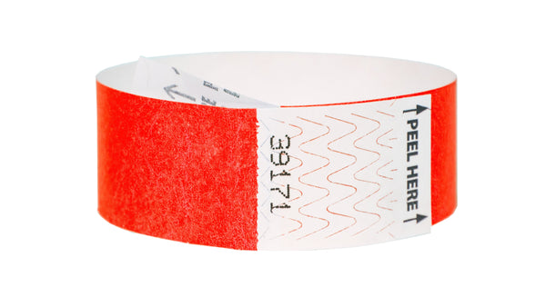 Event Wristbands Tyvek Stock Tab Free Bright Red / 500 1" Tab Free  Tyvek Wristbands - Solid Colors