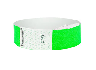 Event Wristbands Tyvek Stock Tab Free Neon Green / 100 3/4" Tab Free  Tyvek Wristbands - Solid Colors