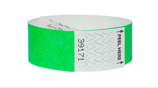 Event Wristbands Tyvek Stock Tab Free Neon Green / 500 1" Tab Free  Tyvek Wristbands - Solid Colors